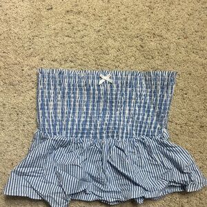 Forever 21 Blue and White Striped Strapless Top